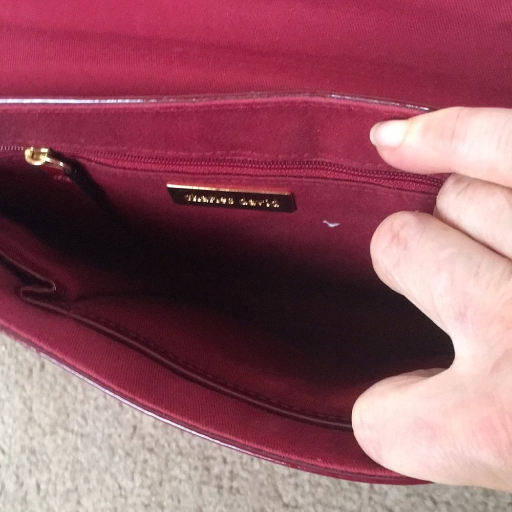 Beautiful Charles David Burgundy Patient Leather & Zebra Cow Hide Clutch - Picture 3 of 5